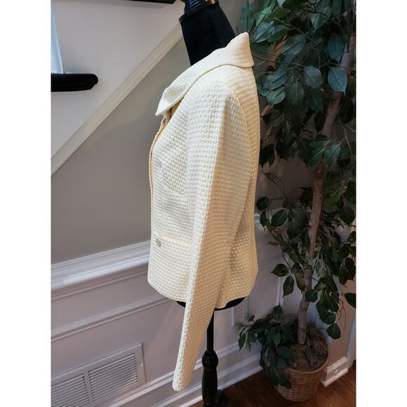 Doncaster Pretty Jacket Womens Large Yellow White Lined Long Sleeve Button Front - Picture 12 of 13